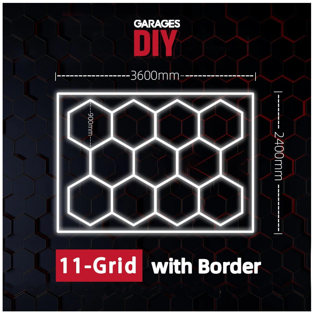 11Grid With Border Hexagon Lighting【3600*2400mm/11.8*5.9ft】