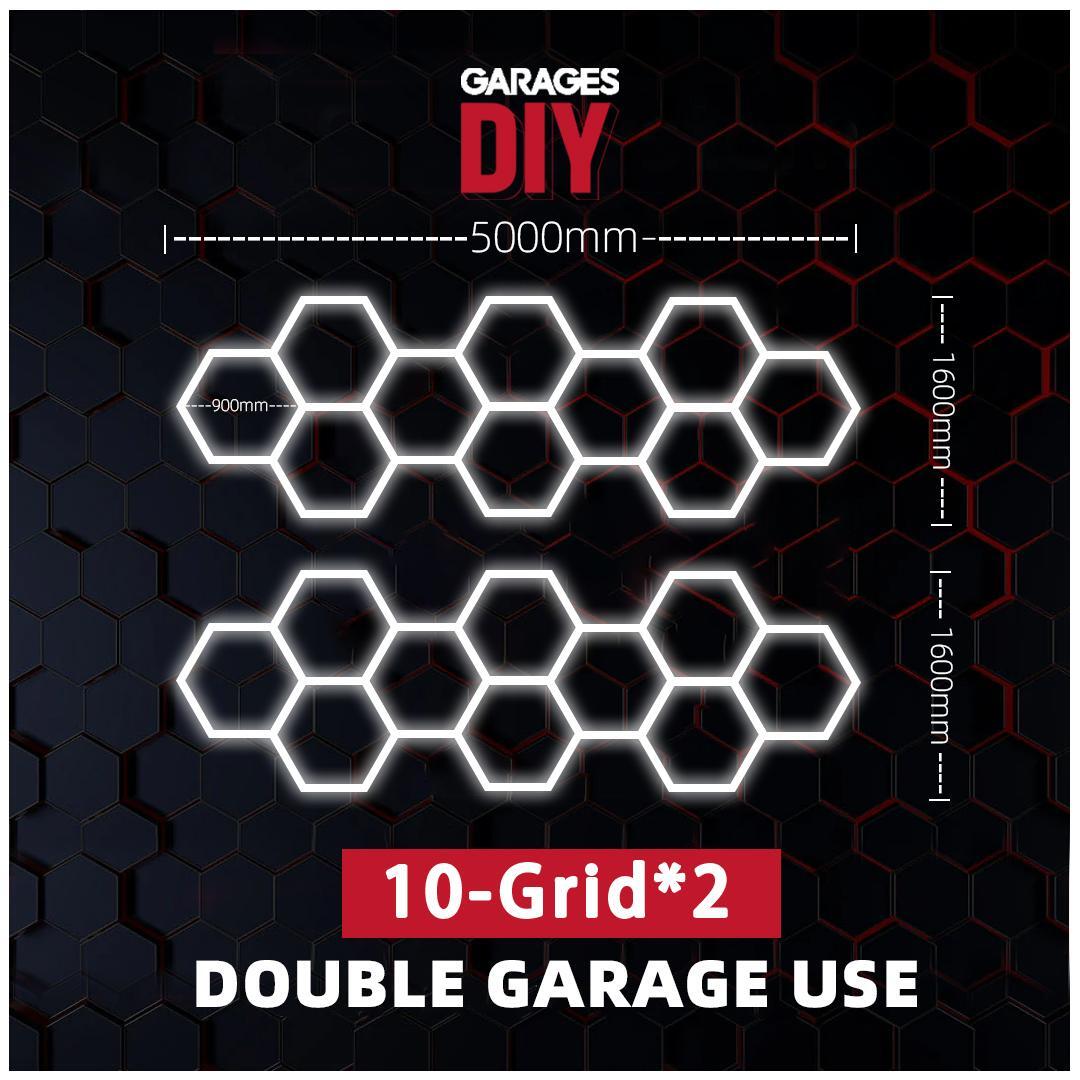2*10Grid Hexagon Lighting 2*【5000*1600mm/16.5*5.3ft】(Fit Double Garage)