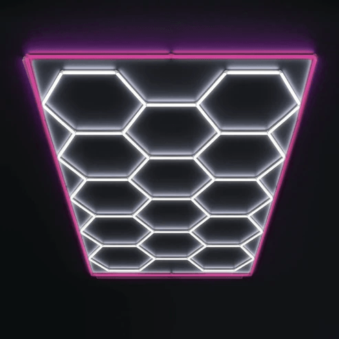 15Grid With Pink Border Hexagon Lighting【4800*2400mm/15.8*7.9ft】