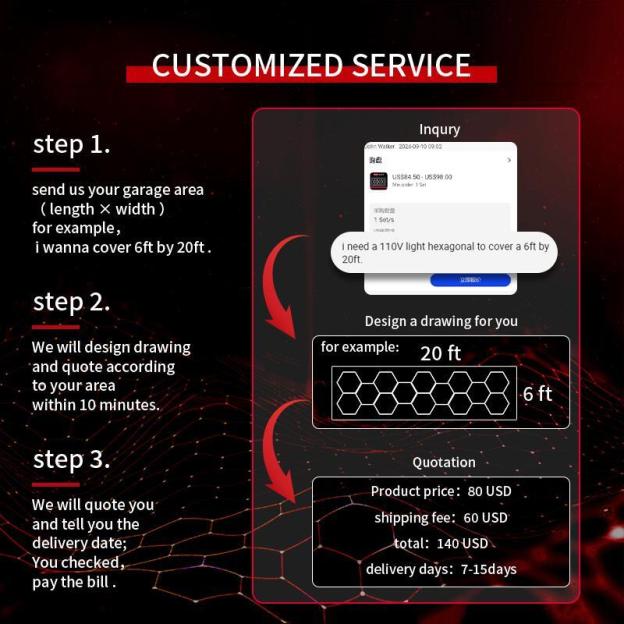 14Grid With Border Hexagon Lighting【4800*2400mm/15.8*7.9ft】