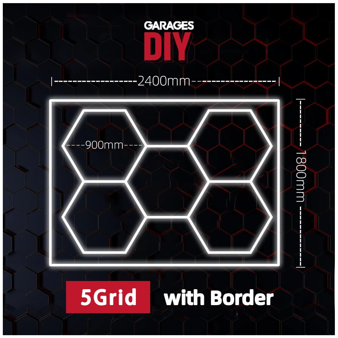 5Grid With Border Hexagon Lighting【2400*1800mm/7.88*5.9ft】