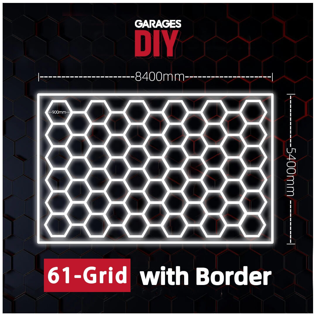 61Grid With Border Hexagon Lighting【8400*5400mm/27.55*17.72ft】