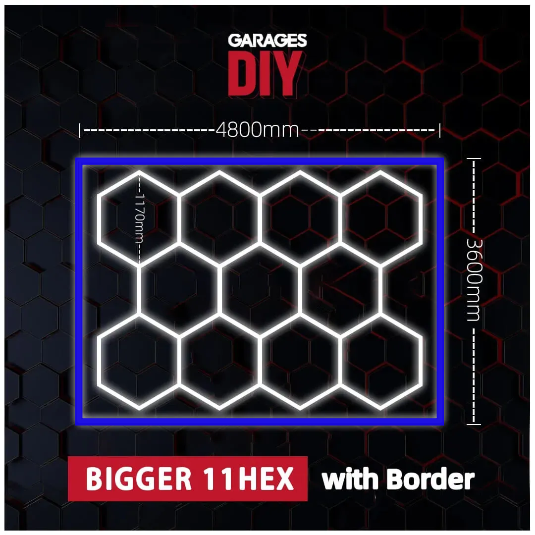 【Bigger Hex】11Grid With Blue Border Hexagon Lighting【4800*3600mm/15.75*11.82ft】