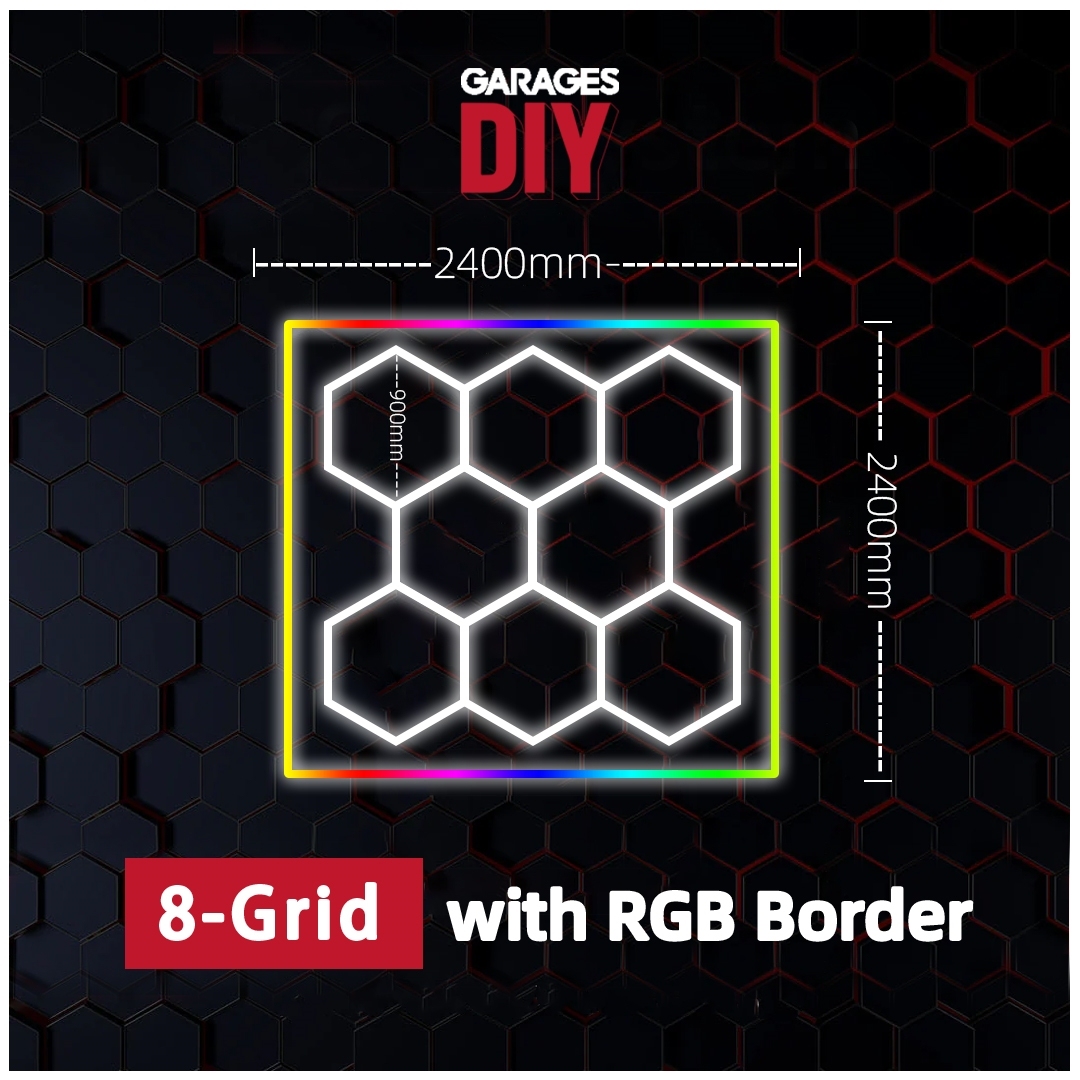8Grid With RGB Border Hexagon Lighting【2400*2400mm/7.88*7.88ft】