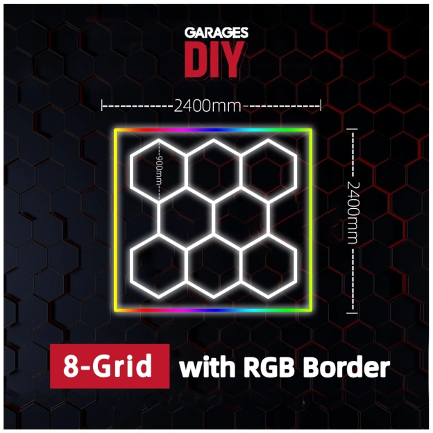 8Grid With RGB Border Hexagon Lighting【2400*2400mm/7.88*7.88ft】