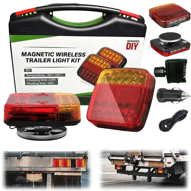 GARAGESDIY-Waterproof Rechargeable Magnetic Wireless Trailer TailLight-Kit
