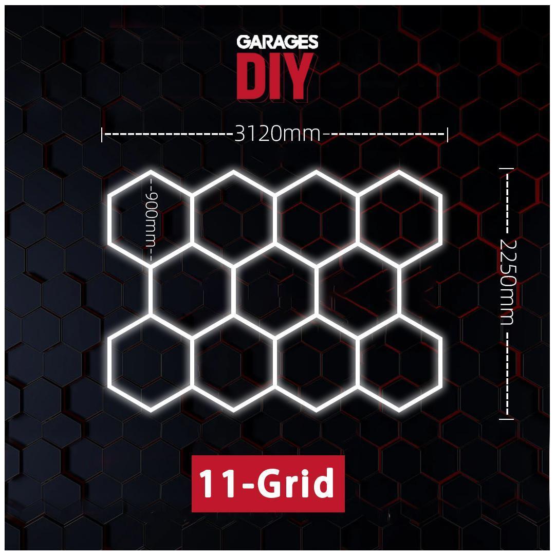 11 Grid Hexagon Lighting【3120*2250mm/12.23*7.4ft】 (Fit Single Garage)
