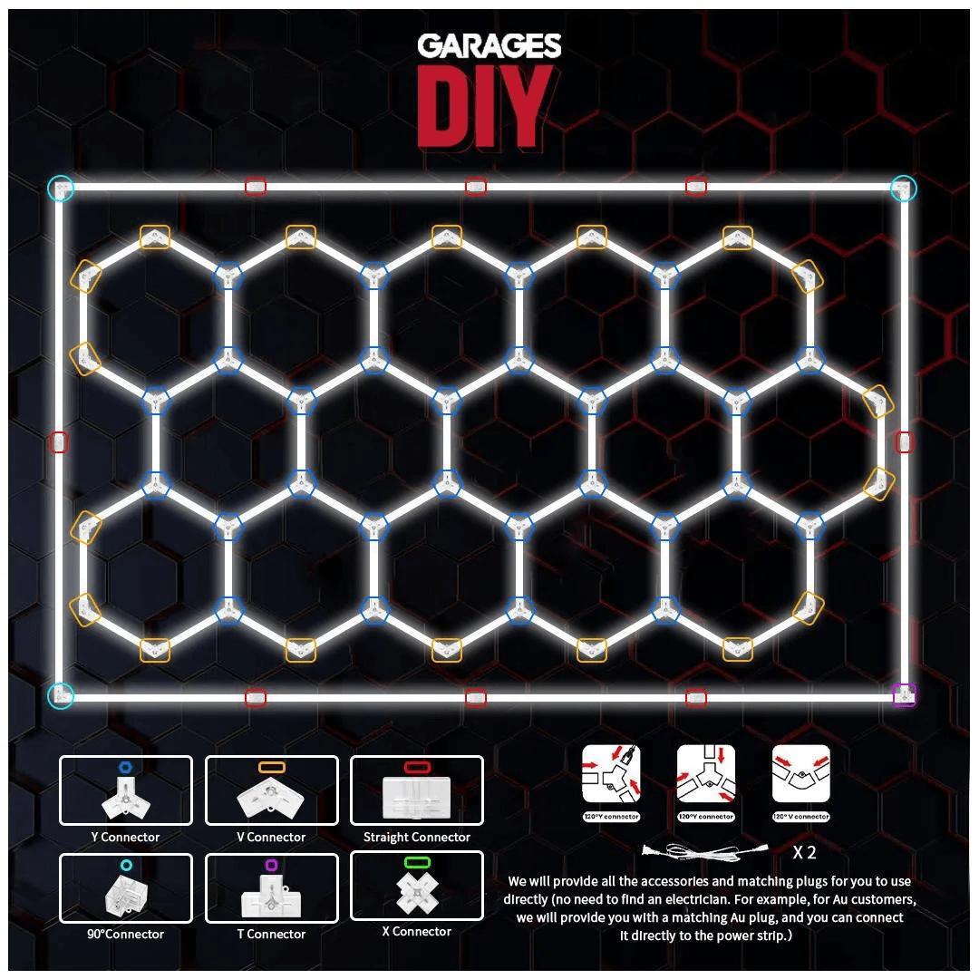 15Grid With Border Hexagon Lighting【4800*2400mm/15.8*7.9ft】