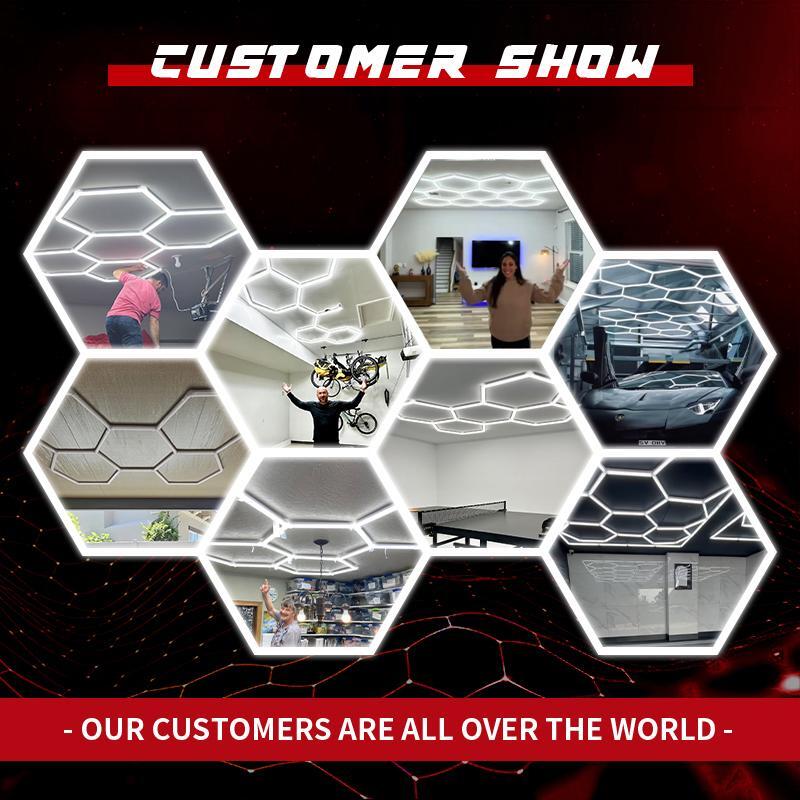 14Grid With Border Hexagon Lighting【4800*2400mm/15.8*7.9ft】
