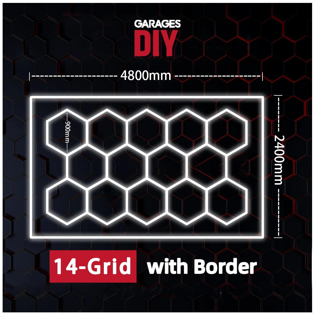 14Grid With Border Hexagon Lighting【4800*2400mm/15.8*7.9ft】