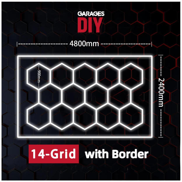 14Grid With Border Hexagon Lighting【4800*2400mm/15.8*7.9ft】