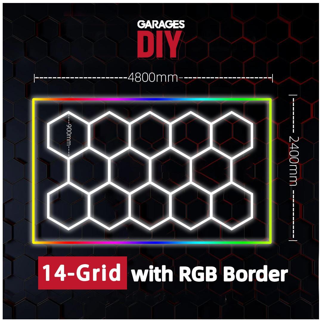 14Grid With RGB Border Hexagon Lighting【4800*2400mm/15.75*7.87ft】
