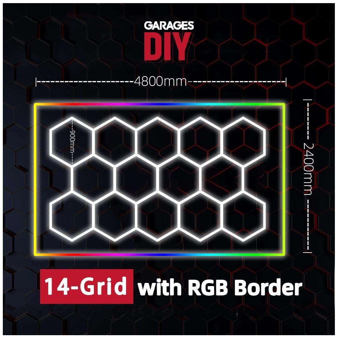 14Grid With RGB Border Hexagon Lighting【4800*2400mm/15.75*7.87ft】