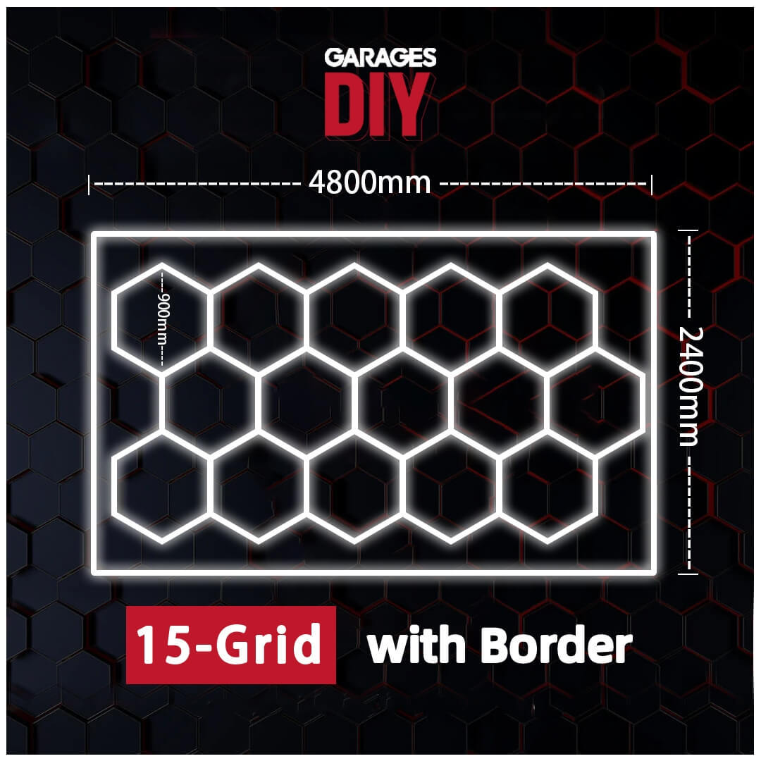 15Grid With Border Hexagon Lighting【4800*2400mm/15.8*7.9ft】