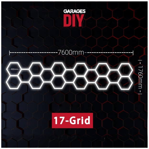 17Grid Hexagon Lighting【7600*1700mm/25*5.6ft】Usually Barber or GYM