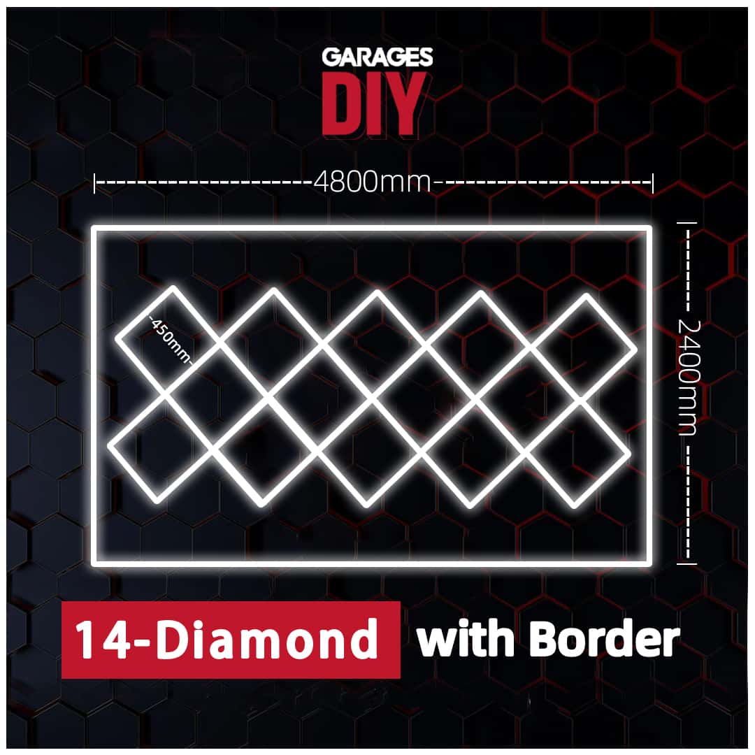 14Diamond With Border Hexagon Lighting【4800*2400mm/15.8*7.9ft】-Standard parking size