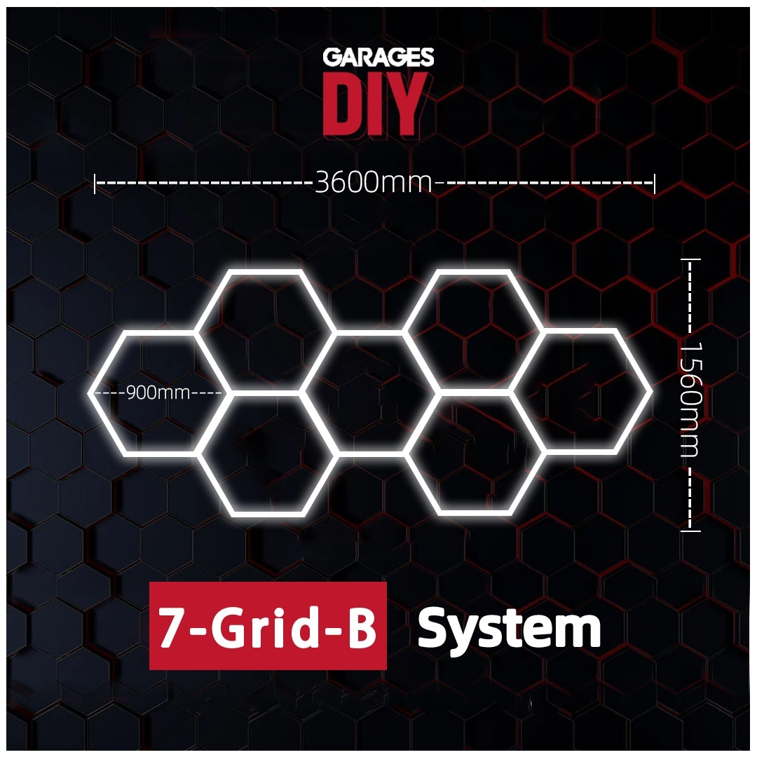 7Grid-B Hexagon Lighting【3600*1560mm/11.8*5.1ft】 (Fit Single Garage)