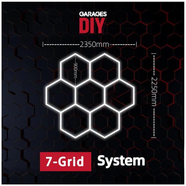 7Grid Hexagon Lighting【2350*2250mm/7.7*7.4ft】(Fit Single Garage）