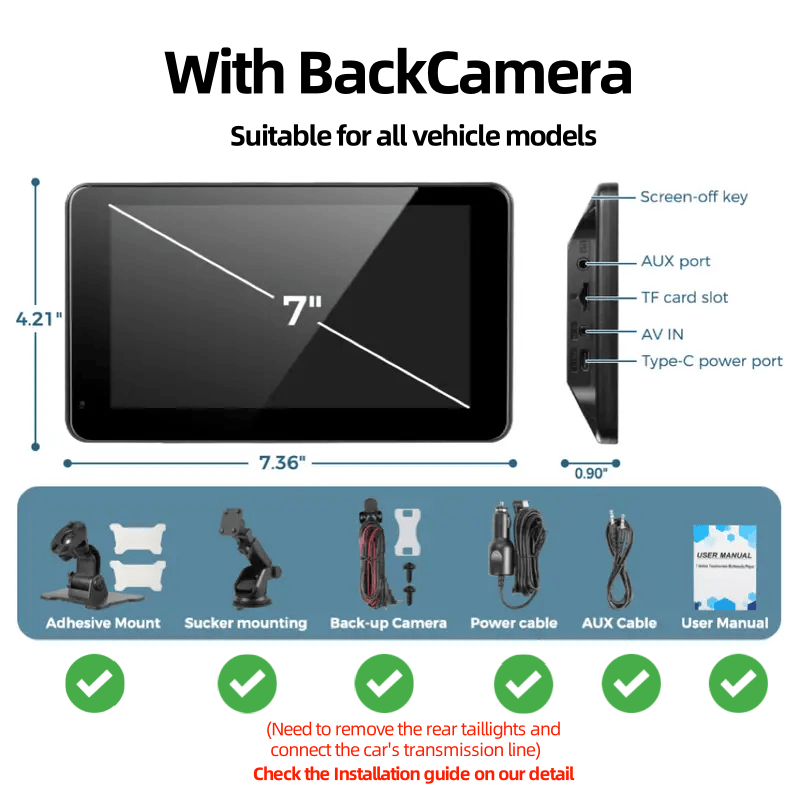 GARAGESDIY-2025 Portable Wireless Carplay Car Stereo, 7" HD Touchscreen for Car with Apple CarPlay & Android Auto 