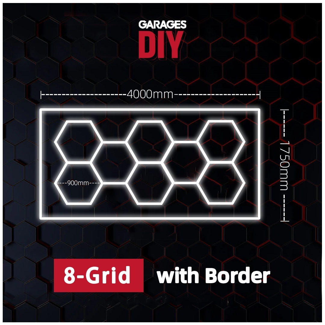 8Grid With Border Hexagon Lighting【4000*1750mm/13.2*5.8ft】