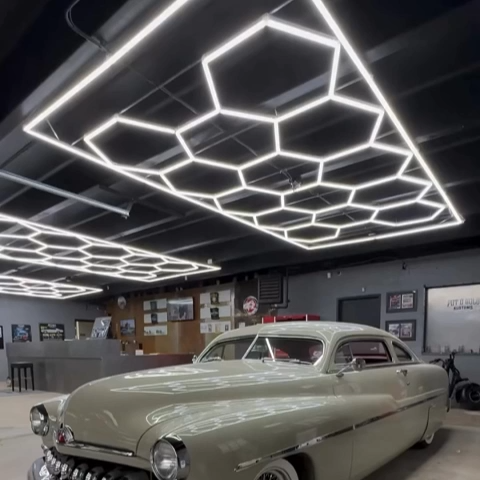 14Grid With Border Hexagon Lighting【4800*2400mm/15.8*7.9ft】-Standard parking size