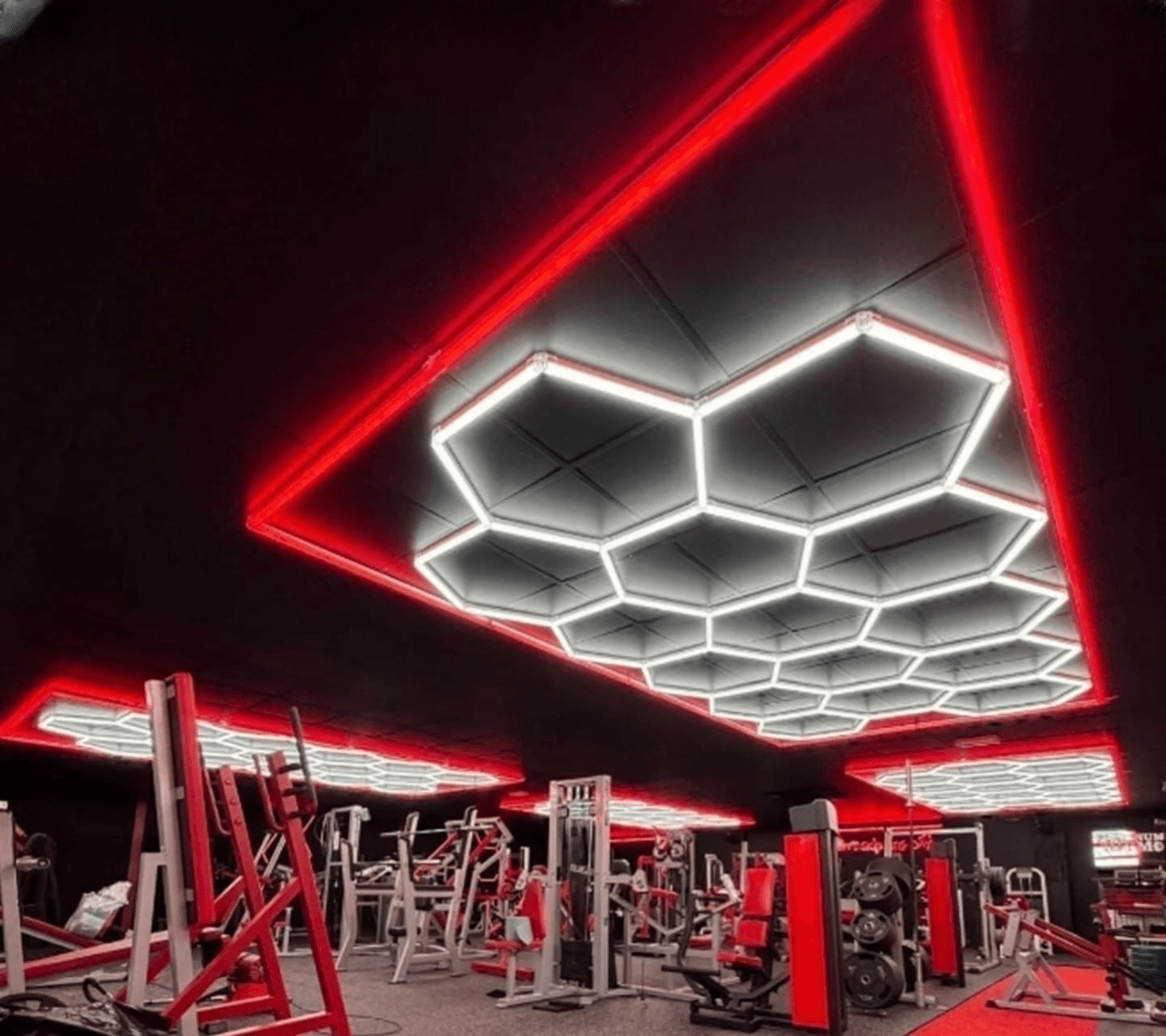 15Grid With Red Border Hexagon Lighting【4800*2400mm/15.8*7.9ft】
