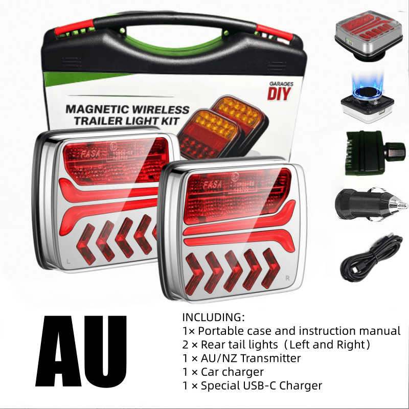 GARAGESDIY-Waterproof Rechargeable Magnetic Wireless Trailer TailLight-Kit 【Au 7-Pin Transmitter】