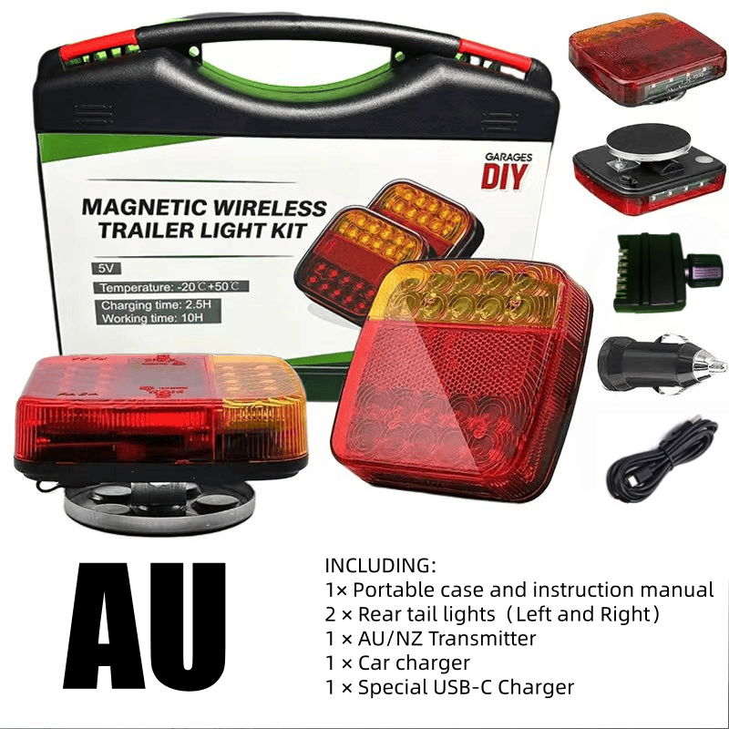 GARAGESDIY-Waterproof Rechargeable Magnetic Wireless Trailer TailLight-Kit