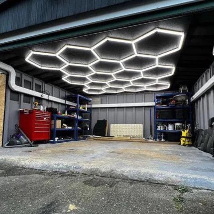 Modern hexagon LED ceiling light for big private garage lighting
