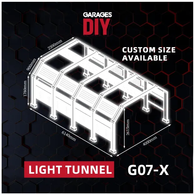 G07-X Car Detailing LED Light Tunnel – 5 Section Design with 2400mm Emitting Surface and 20pieces Flat Panel Light