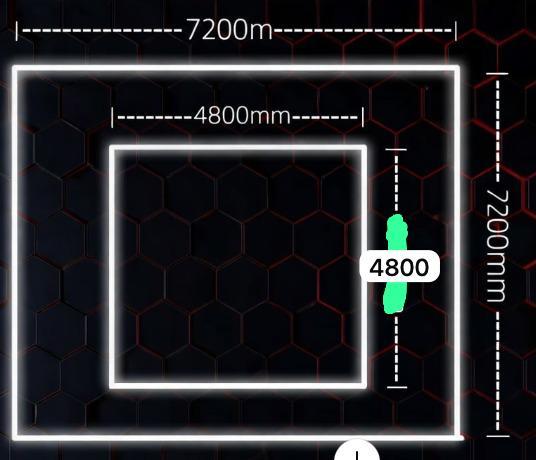 Customize Case,2 sets 【2 square border led lighting 7.2m by 7.2m and 4.8m by 4.8m】RGB straight Light 2Line【7.2m and 6m】94pieces customize hanging kit【each 4-5m length adjustable】