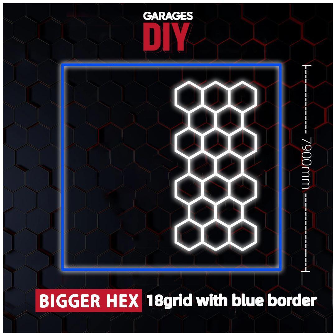 【Customize Case】18Grid with Blue border Hexagon Lighting【7900*7900mm/29*29ft】