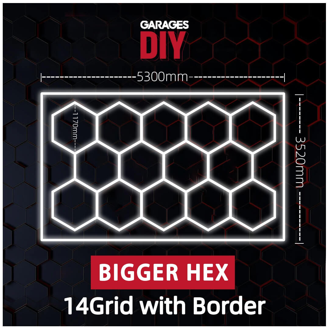 【Bigger Hex】14Grid With Border Hexagon Lighting【5300*3520mm/17.4*11.55ft】