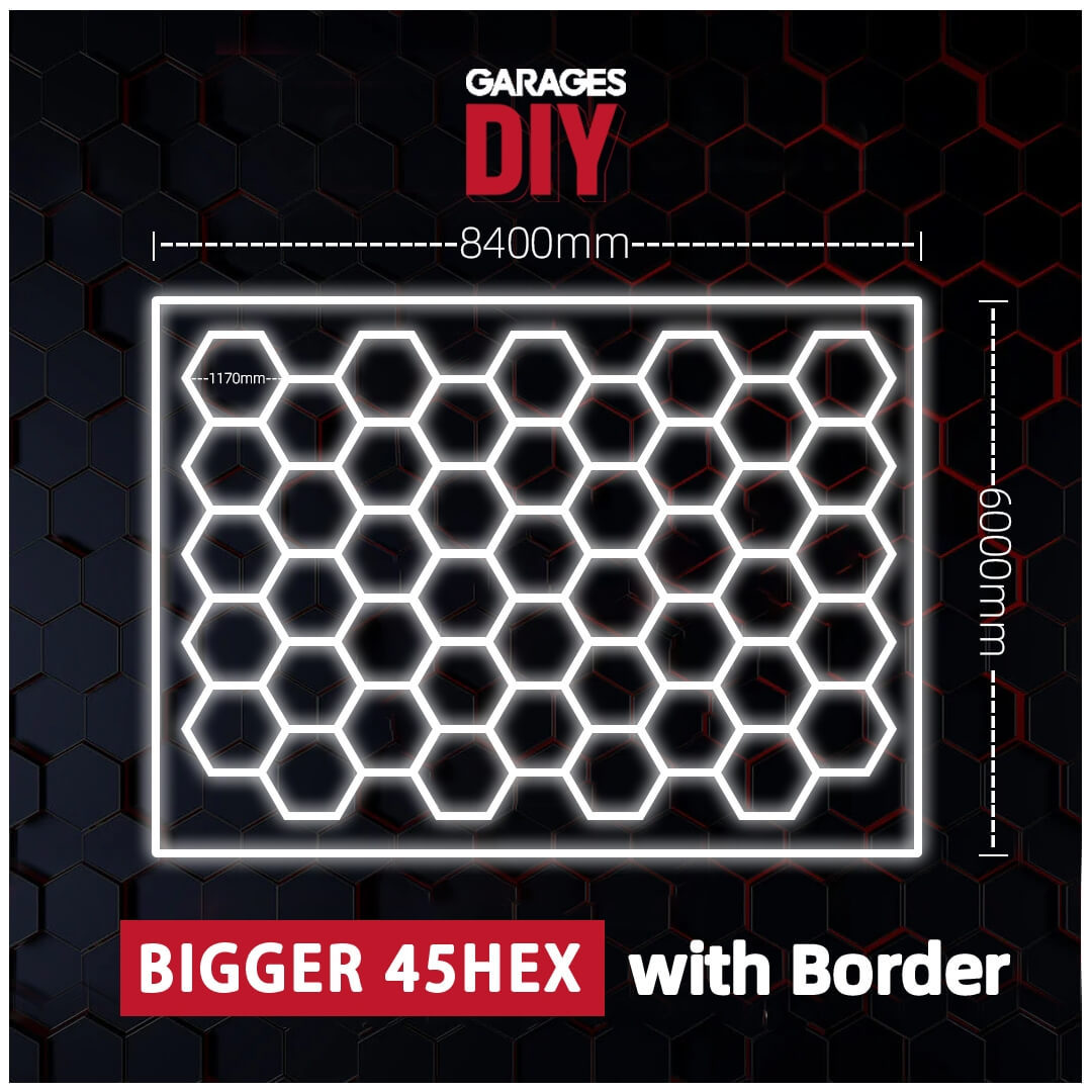 【Bigger Hex】45Grid With Border Hexagon Lighting【8400*6000mm/27.56*19.7ft】
