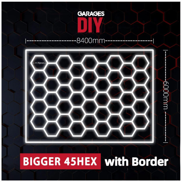 【Bigger Hex】45Grid With Border Hexagon Lighting【8400*6000mm/27.56*19.7ft】