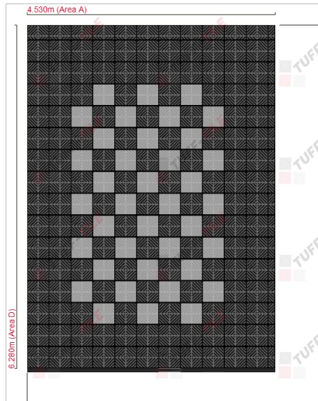 Flooring Customize Case,total 192pcs tiles， black154pcs ，deep gray 38pcs，and black edge ramp 12pcs  sea shipping