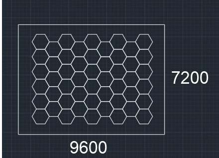 Custom Case-shipping by sea,Out Red boder 7.2*9.6m ,Inside 50Grid bigger hex .for gym lighting