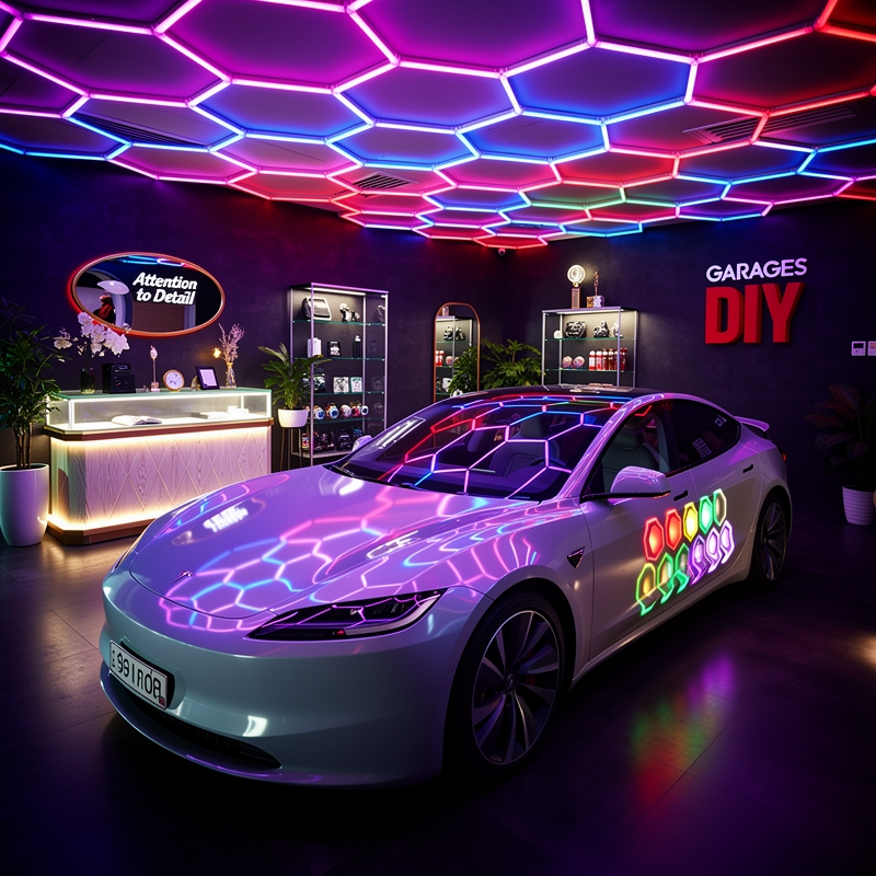 RGB 14Grid Hexagon Lighting【4000*2300mm/13.1*7.55ft】3pin（Aluminum）