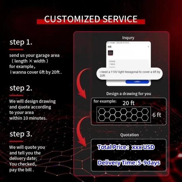 14Grid With Border Hexagon Lighting【4800*2400mm/15.8*7.9ft】