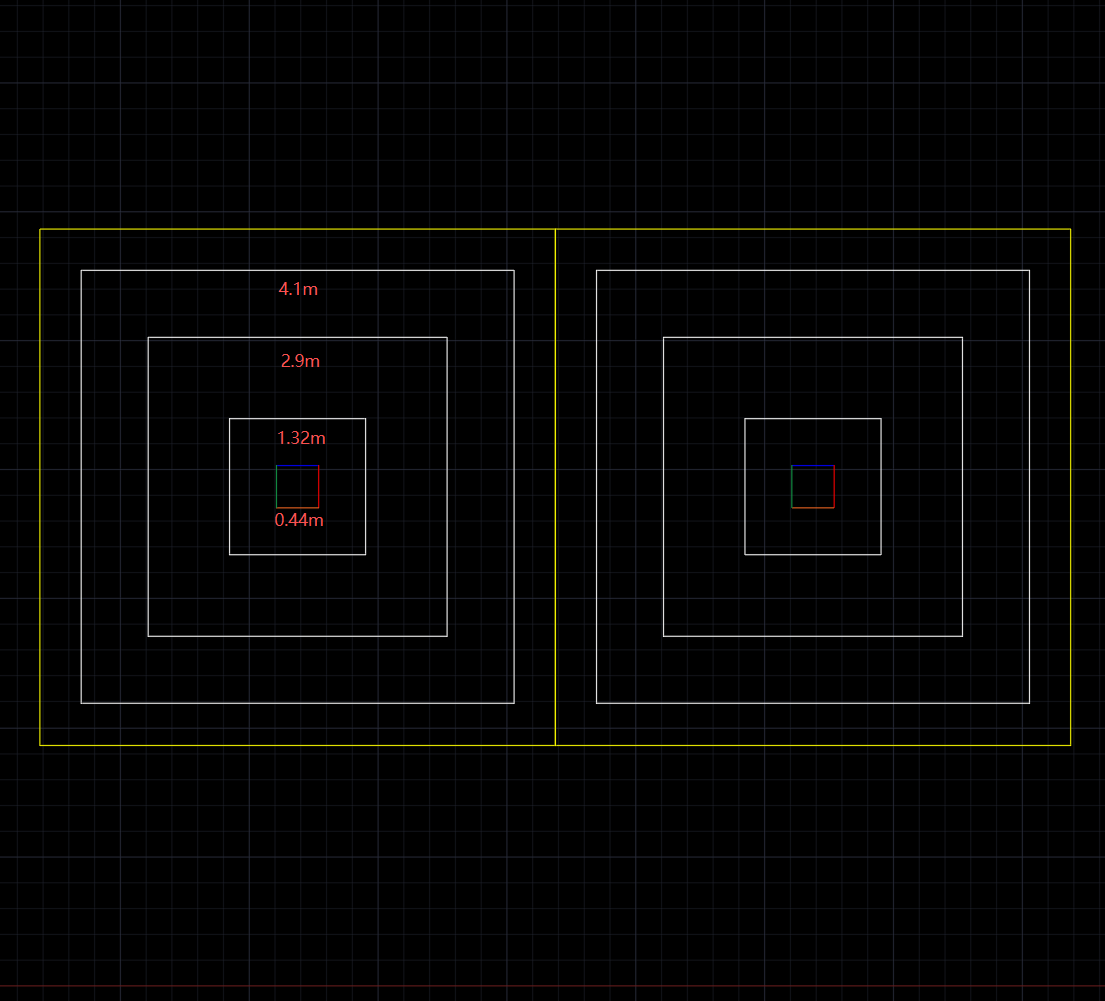 Customize Case, 4rectangle design，Dali dimmable 3pin black base aluminum garage lights，4.1*4.1，2.9*2.9。，1.3*1.3，0.44*0.44RGB
