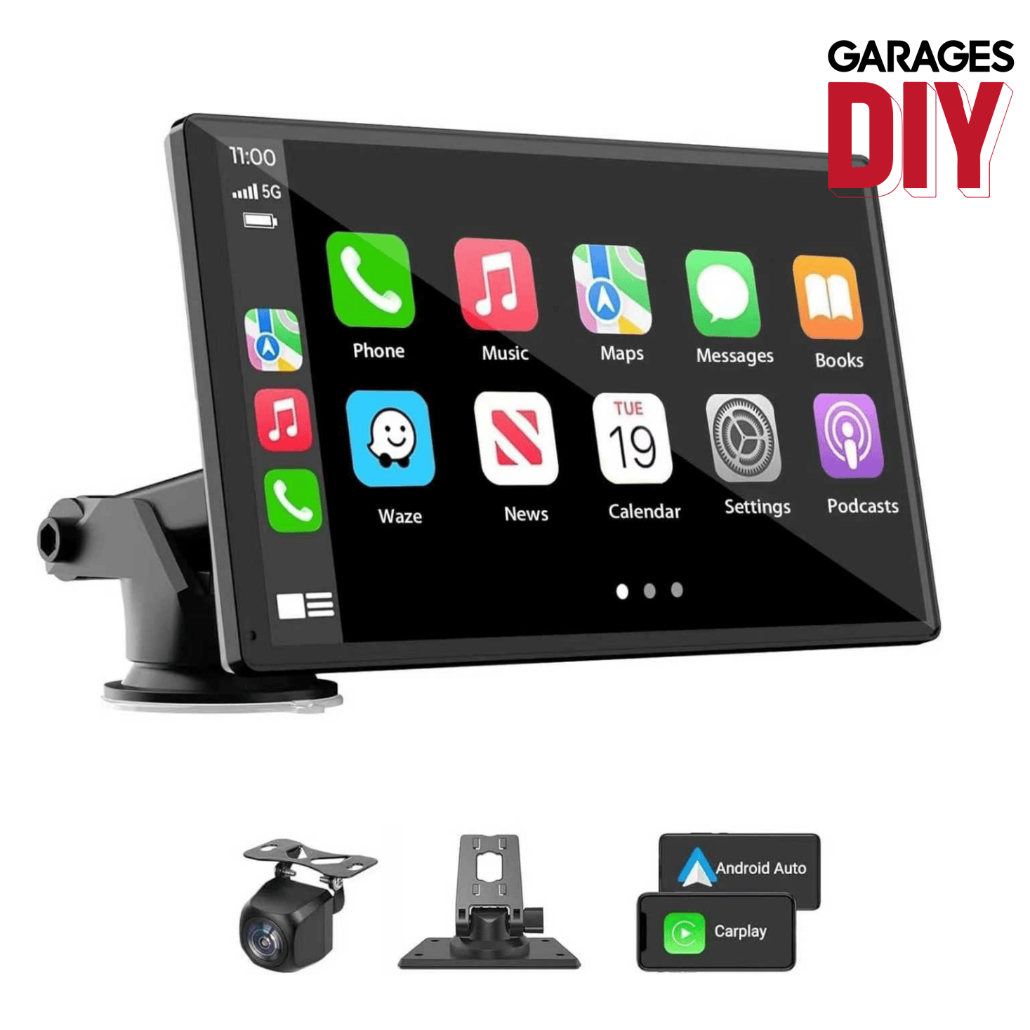 GARAGESDIY-2025 Portable Wireless Carplay Car Stereo, 7" HD Touchscreen for Car with Apple CarPlay & Android Auto 