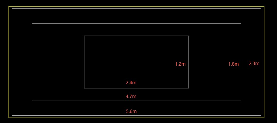 Customize Case，3rectangle design-5.6*2.3m，4.7*1.8m，2.4*1.2m led lighting