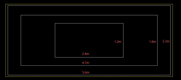 Customize Case，3rectangle design-5.6*2.3m，4.7*1.8m，2.4*1.2m led lighting