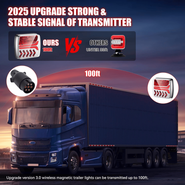 European version-Waterproof Rechargeable Magnetic Wireless Trailer TailLight-Kit 【Eu 7-Pin Transmitter】