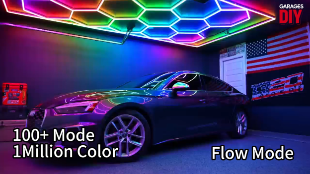 RGB 14Grid Hexagon Lighting【4000*2300mm/13.1*7.55ft】3pin（Aluminum+PVC）