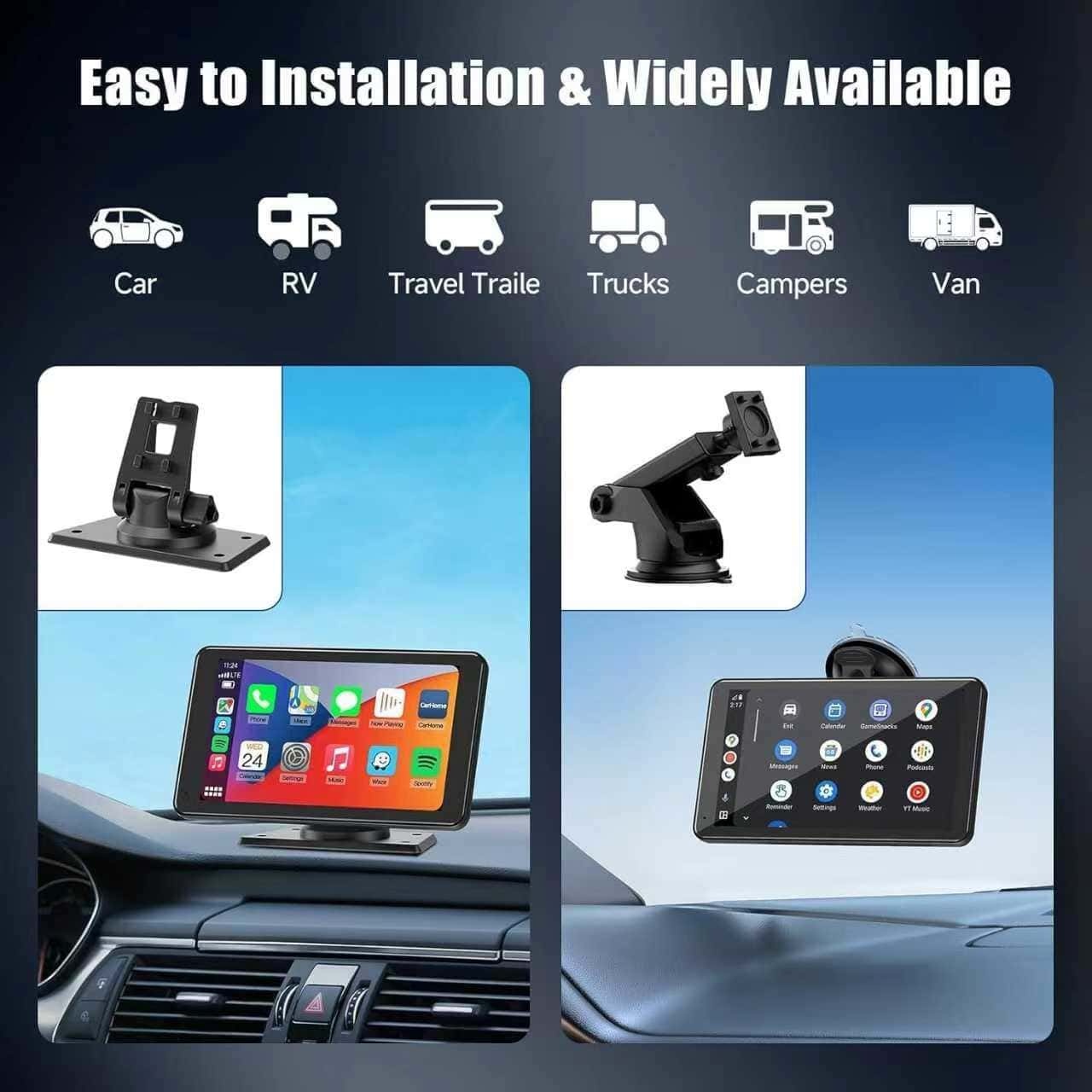 GARAGESDIY-2025 Portable Wireless Carplay Car Stereo, 7" HD Touchscreen for Car with Apple CarPlay & Android Auto 