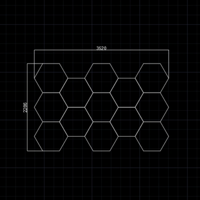 13 Grid Hexagon Lighting【3520*2290mm/11.5*7.5ft】 (Fit Single Garage)