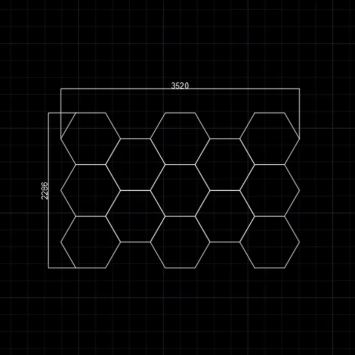 13 Grid Hexagon Lighting【3520*2290mm/11.5*7.5ft】 (Fit Single Garage)