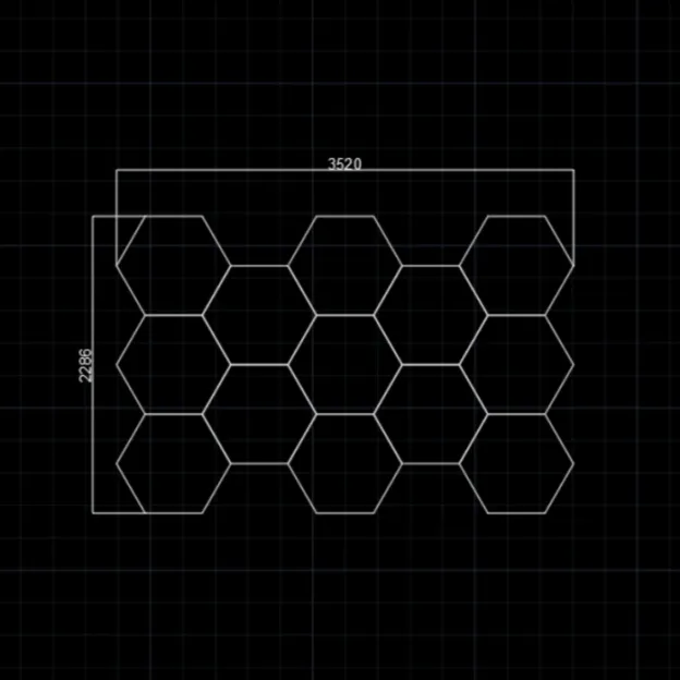 13 Grid Hexagon Lighting【3520*2290mm/11.5*7.5ft】 (Fit Single Garage)