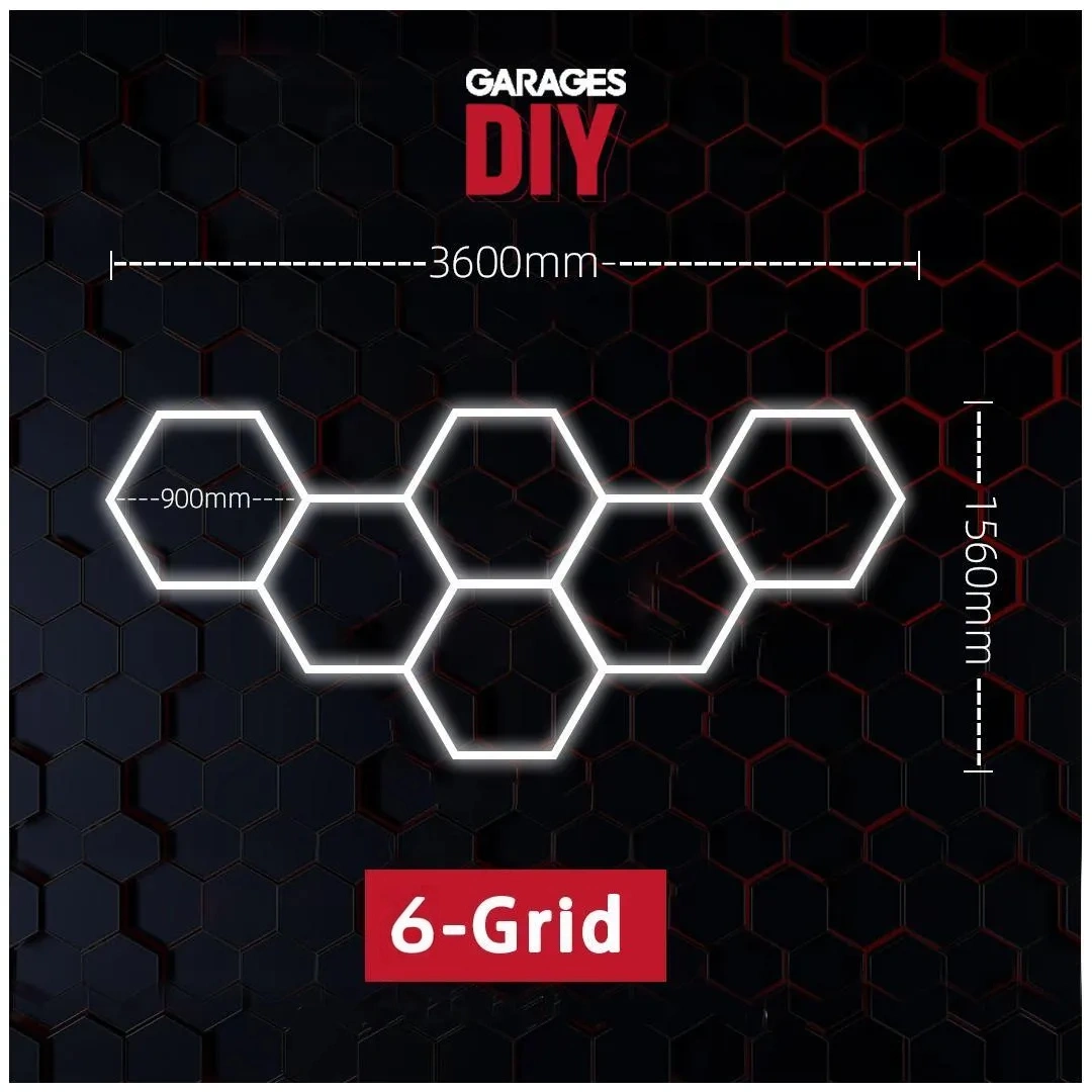 6Grid Hexagon Lighting【3600*1560mm/11.8*5.1ft】 (Fit Single Garage)